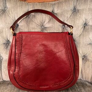 Gianni Conti Red Italian Leather Shoulder Bag